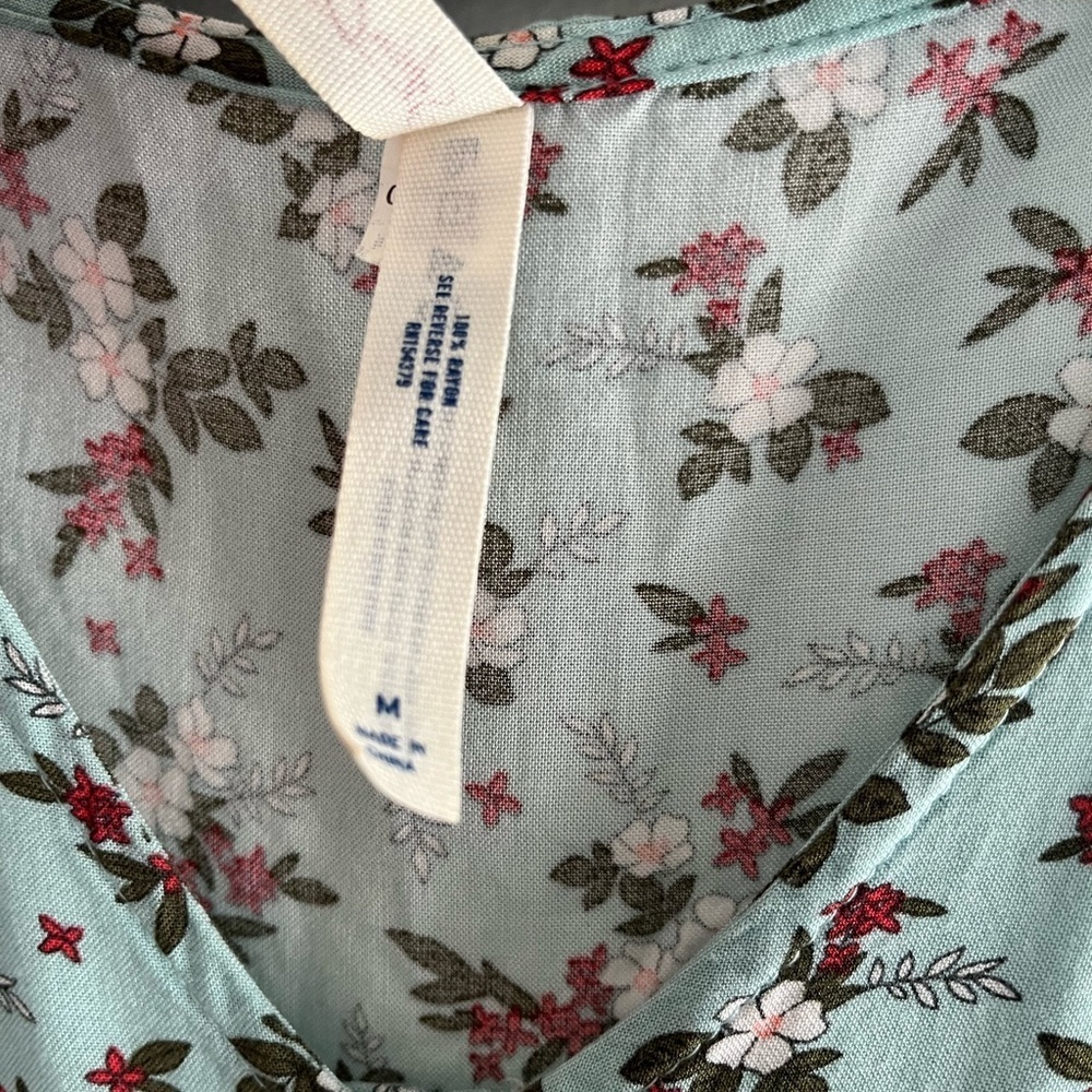 Sabrina Carpenter x AERO Light Turquoise Floral Peasant Mini Dress Size M - Picture 6 of 6